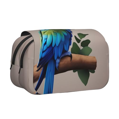 Make-up-Kosmetiktasche mit Papageien-Motiv, Kawaii-Bleistift-Box, Gadget-Organizer, Tasche mit Reißverschluss, Blau Make-up-Kosmetiktasche mit Papageien-Motiv, Kawaii-Bleistift-Box, Gadget-Organizer, Tasche mit Reißverschluss, Blau von KOUUIP
