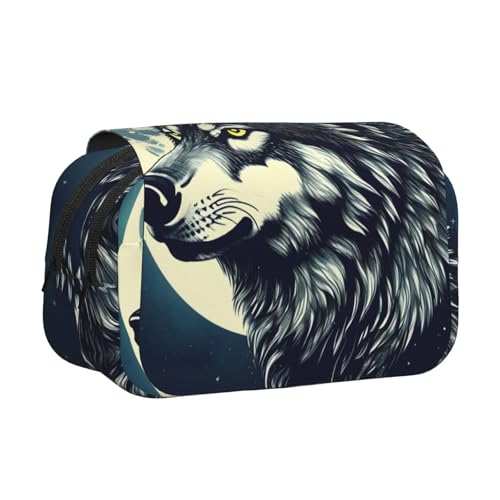 Make-up-Kosmetiktasche mit Wolfsnacht-Mond-Aufdruck, Kawaii-Bleistift-Box, Gadget-Organizer-Tasche mit Reißverschluss Make-up-Kosmetiktasche mit Wolfsnacht-Mond-Aufdruck, Kawaii-Bleistift-Box, Gadget-Organizer-Tasche mit Reißverschluss von KOUUIP