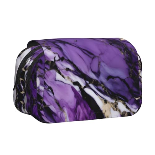 Make-up-Kosmetiktasche mit violettem Marmor-Aufdruck, Kawaii-Bleistift-Box, Gadget-Organizer, Tasche mit Reißverschluss Make-up-Kosmetiktasche mit violettem Marmor-Aufdruck, Kawaii-Bleistift-Box, Gadget-Organizer, Tasche mit Reißverschluss von KOUUIP