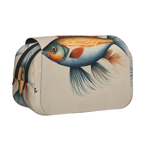 Safflower Make-up-Kosmetiktasche mit fliegendem Fisch-Aufdruck, Kawaii-Bleistift-Box, Gadget-Organizer, Tasche mit Reißverschluss von KOUUIP