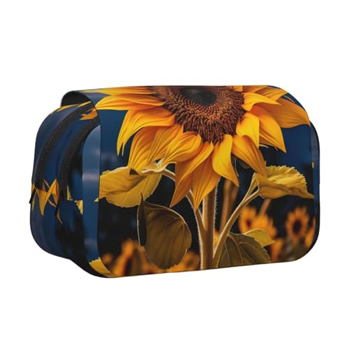 Schöne Kosmetiktasche mit Sonnenblumen-Motiv, 2 Drucke, Kawaii-Bleistift-Box, Gadget-Organizer, Tasche mit Reißverschluss Schöne Kosmetiktasche mit Sonnenblumen-Motiv, 2 Drucke, Kawaii-Bleistift-Box, Gadget-Organizer, Tasche mit Reißverschluss von KOUUIP