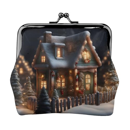 Weihnachts-Dorfhaus mit 4 Drucken, niedliche Schnalle, Münzgeldbörse, Vintage-Tasche, Kussschloss, Wechselgeldbörse für Damen, modisch, Schwarz, Einheitsgröße, Vintage Weihnachts-Dorfhaus mit 4 Drucken, niedliche Schnalle, Münzgeldbörse, Vintage-Tasche, Kussschloss, Wechselgeldbörse für Damen, modisch, Schwarz, Einheitsgröße, Vintage von KOUUIP