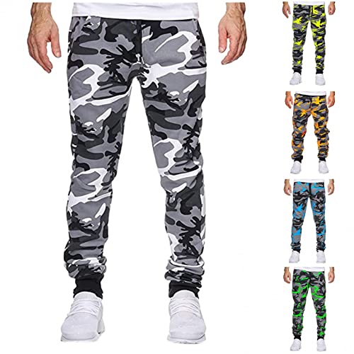 KOUYA Herren Camouflage Cargo Hose Jogginghose Trainingshose Sporthose Jogging Fitness Fitnesshose Sweatpants Einfarbig Jogger Männer Hosen von KOUYA