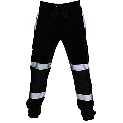 KOUYA Warning Rain Trousers Warnschutz Regen-Latzhose Sporthose Reflektierend Hosen Gelb Orange Drawstring warnregenhose Arbeitshose Länge Sicherheit Herren Safe Guard Cargo Trousers Hose von KOUYA