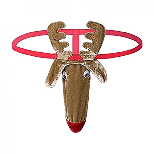 KOUYA Weihnachten Unterhose Herren Strings Thong Tanga G-String Reindeer Bikini Männer Body Lustig Unterwäsche Chrismas Bikini Slips Kostüm Funny Wrestling Singlet Bodysuit Weihnachts Geschenkidee von KOUYA
