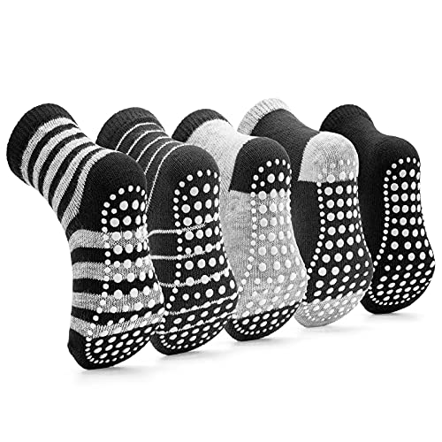 KOWAYI 5 Paar abs socken kinder jungen mädchen baby stoppersocken unisex kleinkind antirutschsocken rutschfeste kindersocken-HEIHUI-12-24M von KOWAYI