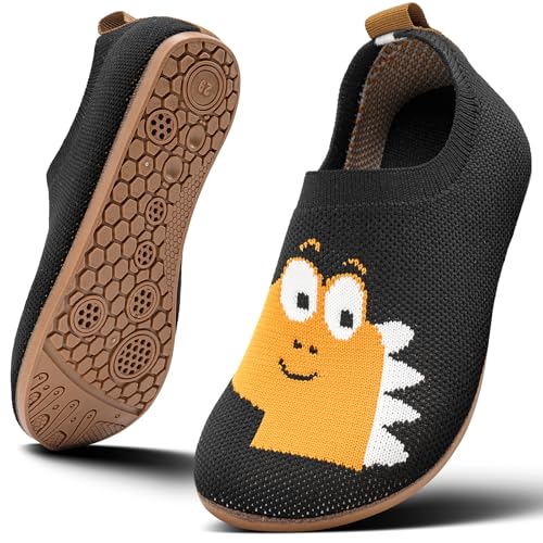 KOWAYI Barfuß Hausschuhe Kinder Jungen, Mädchen Weiche Barfussschuhe, Leichte Badeschuhe, Süße Baby Lauflernschuhe-KL2-DatouHEI-24 von KOWAYI