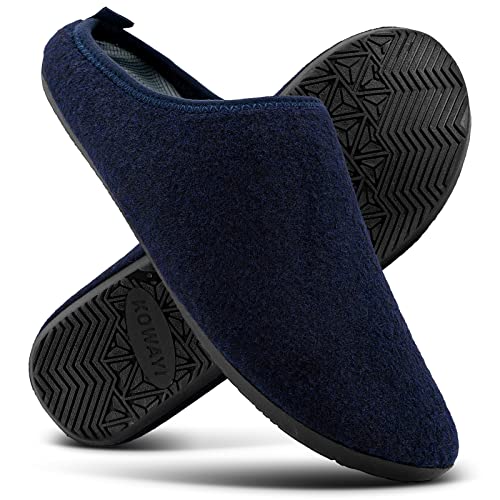 KOWAYI Filzpantoffeln Damen Herren Hausschuhe Filz mit Rutschfester sohle Leichte Filz Pantoffeln Unisex Slipper Navy Blau 36/37 von KOWAYI