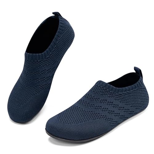 KOWAYI Hausschuhe Herren Damen Barfußschuhe Geschlossen Slip on Hüttenschuhe Bequem Rutschfeste Slippers Unisex Blau 38 von KOWAYI