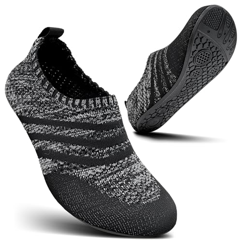 KOWAYI Hausschuhe Herren Damen Barfuss hausschuhe Geschlossen Slip on Hüttenschuhe Bequem Rutschfeste Slippers Unisex-HEIHUI-38 von KOWAYI