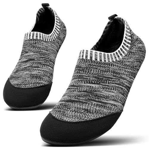 KOWAYI Hausschuhe Damen Barfuss Haussocken Herren geschlossene Hüttenschuhe Hausschuh Barfußschuhe rutschfeste Slippers-HEIHUI-37 von KOWAYI