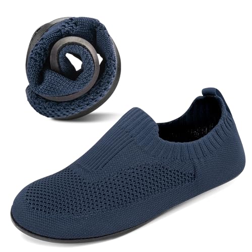 KOWAYI Hausschuhe Herren Damen Rutschfeste Slipper Atmungsaktive Leichte Hüttenschuhe Barfußschuhe Unisex Flache Pantoffeln-SHLAN-46 von KOWAYI