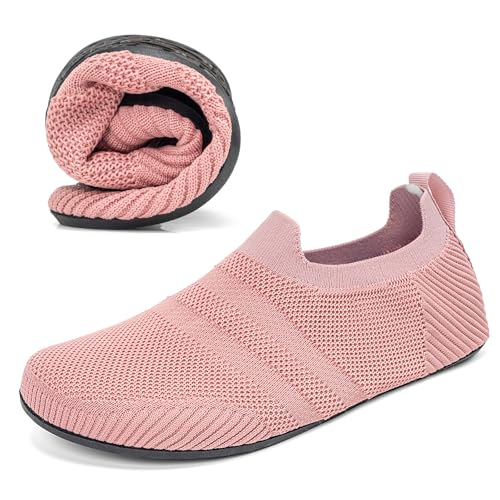 KOWAYI Hausschuhe Herren Haussocken Damen Leichte Geschlossene Hüttenschuhe Atmungsaktive Slipper Cozy Pantoffeln Unisex Barfußschuhe Rosa-FENQUAN-37 von KOWAYI