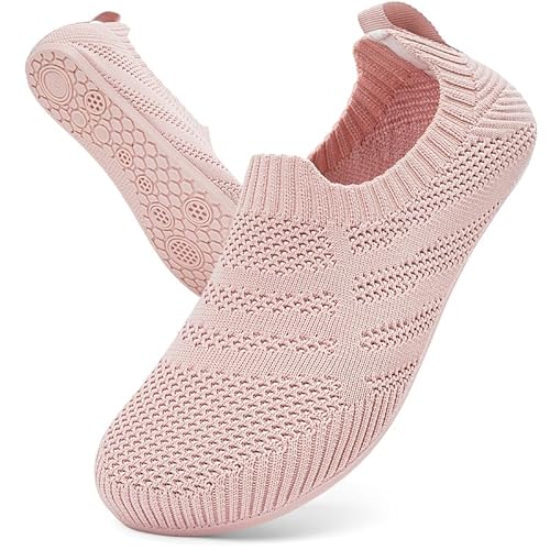 KOWAYI Hausschuhe Herren Slip on Hüttenschuhe Damen Geschlossen Barfußschuhe Unisex Atmungsaktive Pantoffeln Rutschfeste Leichte Home Slipper Rosa 38 von KOWAYI