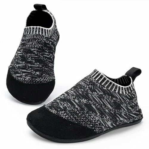 KOWAYI Hausschuhe Kinder Jungen Hausschuhe Mädchen Barfussschuhe Baby Lauflernschuhe Barfuß Kindergarten Badeschuhe Puschen Hüttenschuhe-HEIHUI-19 von KOWAYI