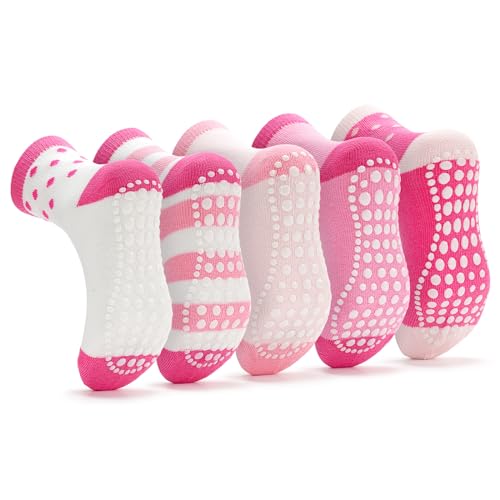 KOWAYI Kinder Stoppersocken Socken Baby 5-10 Pack Mädchen Jungen ABS Söckchen Antirutschsocken Bunt Neugeborene Socks Babysocken Sternmuster 5P-12-24M… von KOWAYI