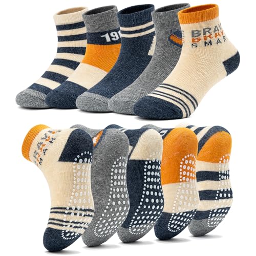 KOWAYI Stoppersocken Kinder 5/10 Paar ABS Rutschsocken Kinder Jungen, Mädchen, Baby Antirutschsocken 1-7 Jahre Grip Socken-LANHUIMI-10P-2-4T von KOWAYI