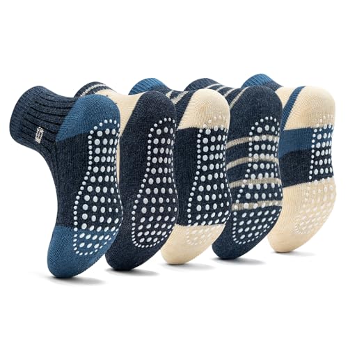 KOWAYI Stoppersocken Kinder 5/10 Paar ABS Rutschsocken Kinder Jungen, Mädchen, Baby Antirutschsocken 1-7 Jahre Grip Socken-LANHUi-5P-12-24M von KOWAYI