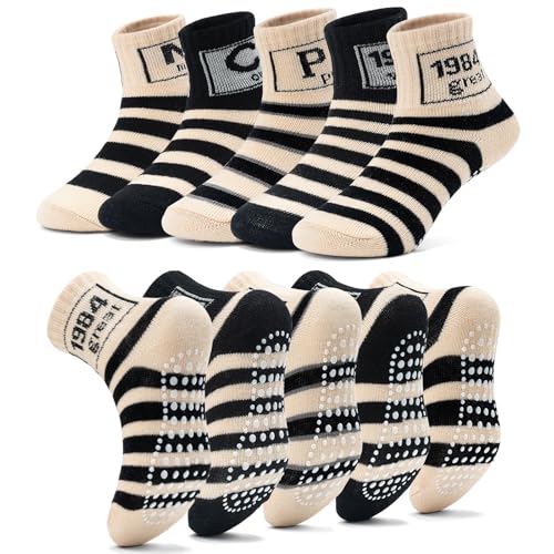 KOWAYI Stoppersocken Kinder 5/10 Paar ABS Rutschsocken Kinder Jungen, Mädchen, Baby Antirutschsocken 1-7 Jahre Grip Socken-MIHEITIAOWEN-10P-12-24M von KOWAYI