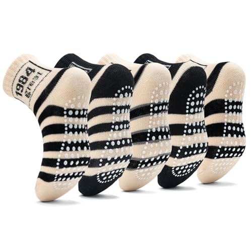 KOWAYI Stoppersocken Kinder 5/10 Paar ABS Rutschsocken Kinder Jungen, Mädchen, Baby Antirutschsocken 1-7 Jahre Grip Socken-MIHEITIAOWEN-5P-12-24M von KOWAYI