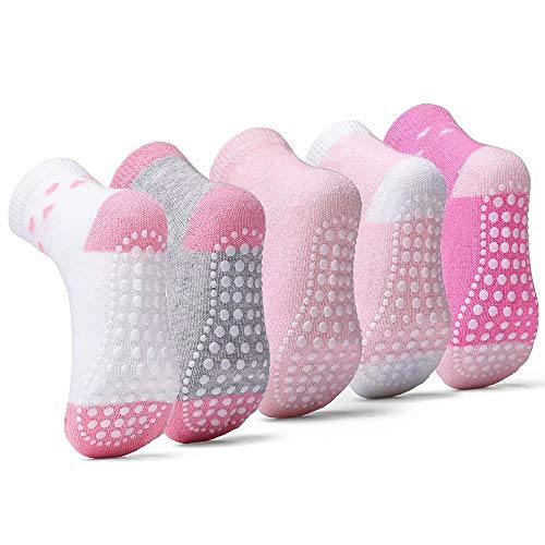 KOWAYI Stoppersocken Kinder 5 Paar ABS Rutschsocken Kinder Jungen, Mädchen, Baby Antirutschsocken 1-7 Jahre Grip Socken-NVHAIFENSE-2-4T von KOWAYI