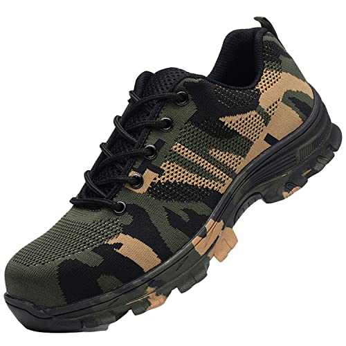 KOWO Sicherheitsschuhe Arbeitsschuhe Unisex Herren Damen Stahlkappenschuhe Herren Leicht Atmungsaktiv mit Stahlkappe Sneaker von KOWO