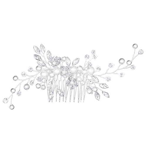 KOZOY Braut Hochzeit Haarkämme Kristall Silber Blumen Braut Kopfschmuck Perlen Haarklammern Haarschmuck für Frauen und Mädchen von KOZOY