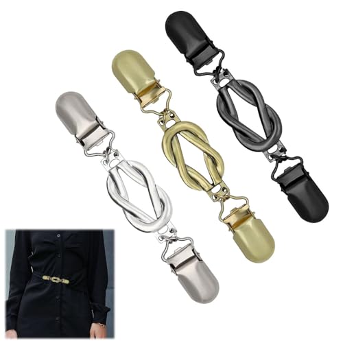 KOZOY Cardigan Clips 3er Set, Pullover Clips Aus Metalllegierung, Retrokleiderklammern für Damen In Gold, Silber Und Schwarz, Dekorative Kleidung Accessoires Jacken, Schal Clip von KOZOY