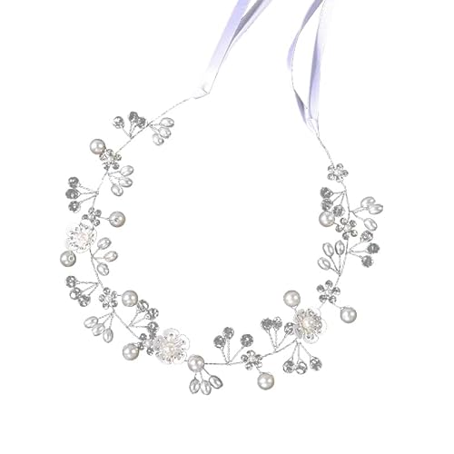KOZOY Haarschmuck Kommunion, Haarschmuck Mädchen Blumenkranz mit Perlen, Handgemachtes Haarband für Kommunion Hochzeit Blumenmädchen von KOZOY