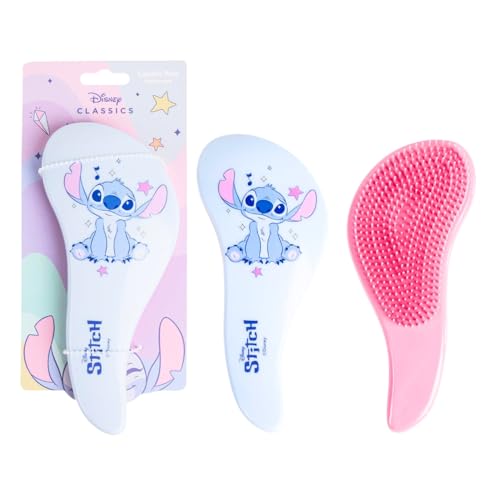 Disney Stitch Entwirrende Haarbürste, niedliches und funktionales gebogenes Design für alle Haartypen, sanft zu Verfilzungen, für Kinder und Erwachsene von KP Pharma