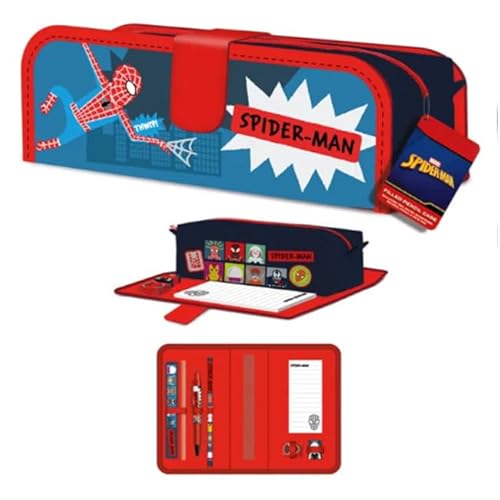 KP Pharma Spider-Man Federmäppchen mit Schreibwaren-Set & Notizblock – Große Reißverschlusstasche mit Stift, Bleistift, Lineal, Radiergummi & Spitzer – Offizielles Marvel Spiderman Merchandise von KP Pharma