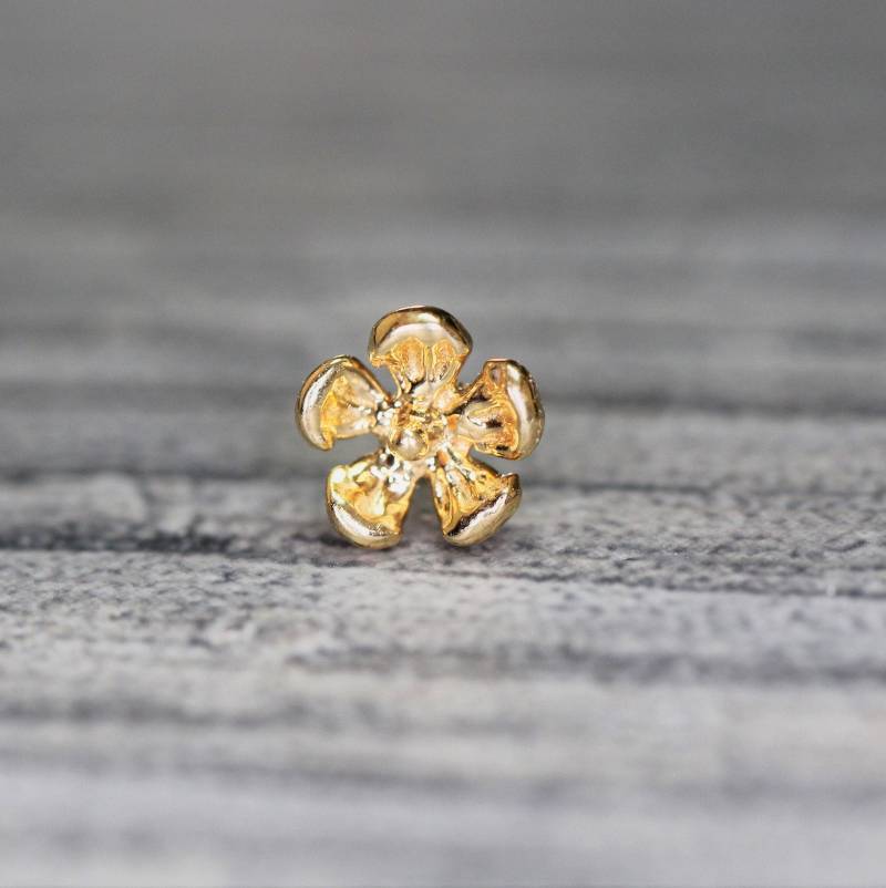 14K Gold 3D Blumen Piercing Gelb-, Rosé - & Weißgold Körperschmuck von KPDesignBodyJewelry