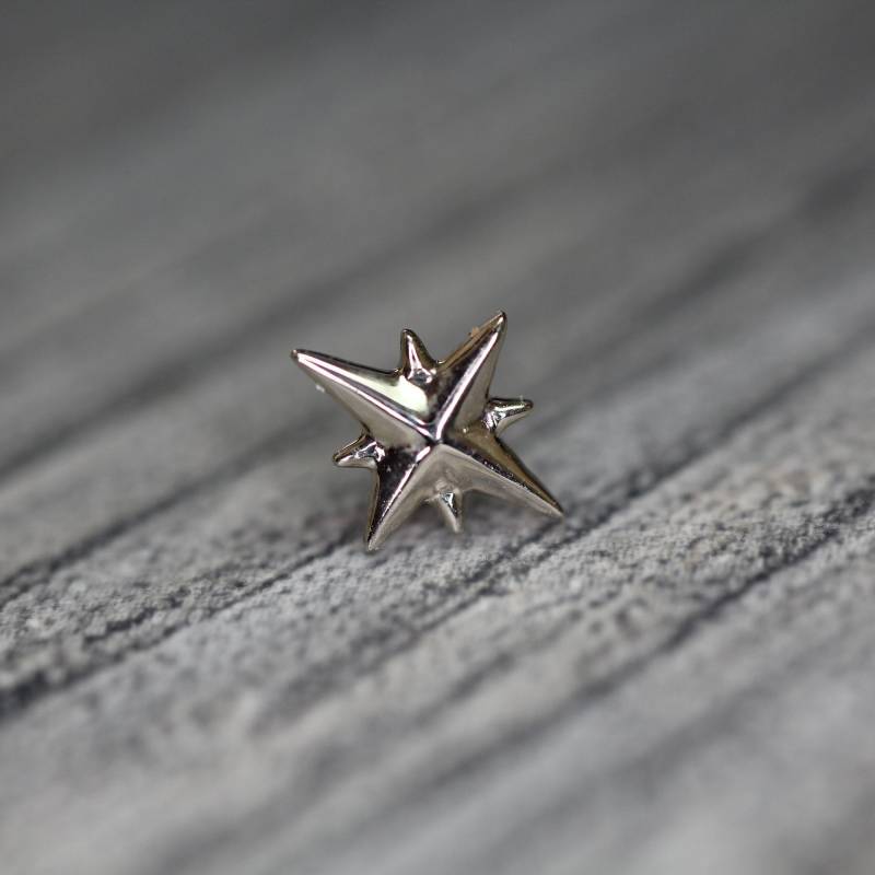 14K Gold Stern Piercing 25G Threadless, 14/16G Threaded Pins von KPDesignBodyJewelry