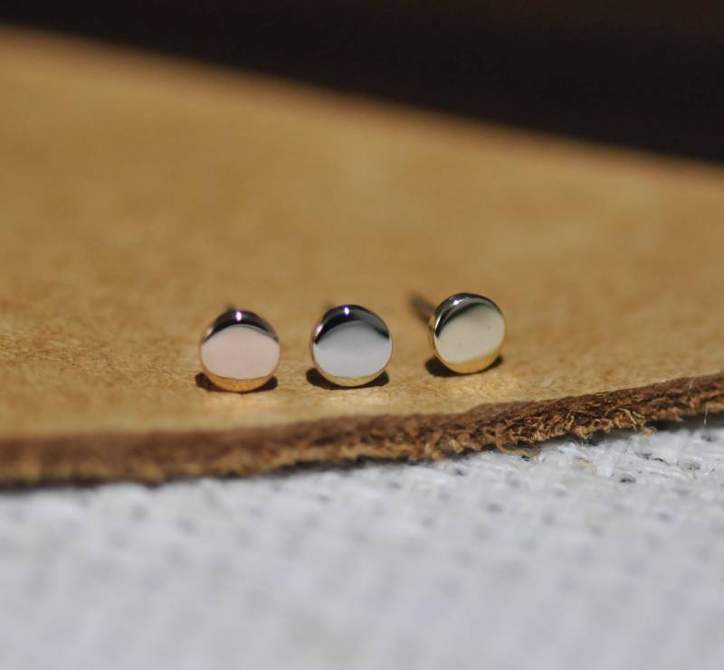 14K Solid Gold Runde Scheibe Piercing Gelb-, Rosé-, Weißgold von KPDesignBodyJewelry