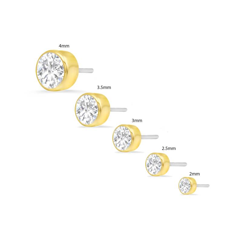 14K Vergoldeter Cz Bezel Piercing 25G Threadless, 14/16G Threaded Pins von KPDesignBodyJewelry