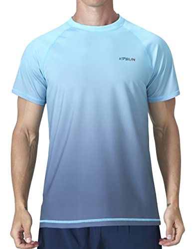 Herren-Bade-Shirt, kurzärmelig, schnelltrocknend, LSF 50+, Sonnenschutz, Rashguard, Strand, Angeln, T-Shirts von KPSUN
