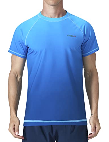 Herren-Bade-Shirt, kurzärmelig, schnelltrocknend, LSF 50+, Sonnenschutz, Rashguard, Strand, Angeln, T-Shirts von KPSUN