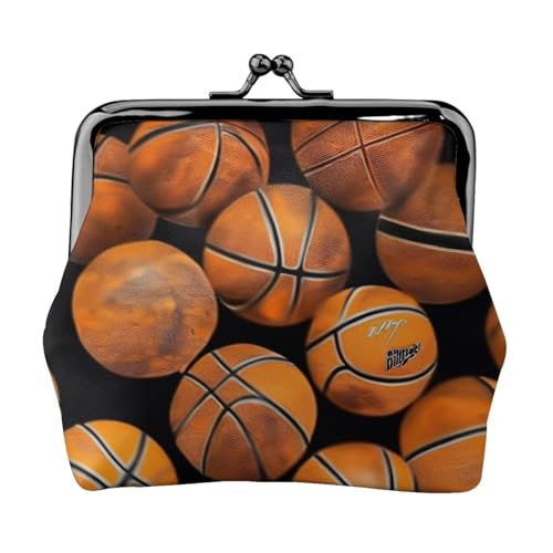 Basketball Orange Print Stilvolle Einzigartige Münzbörse Niedliche Mini Geldbörse mit Kussschloss Wasserdicht für Münzen von KPXXAQT