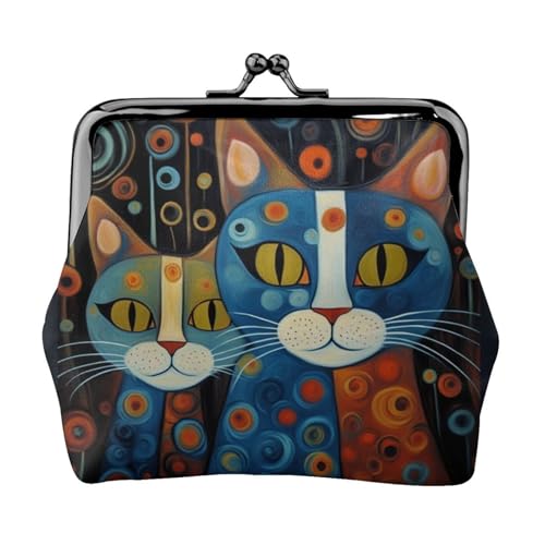 Cartoon-Katzen-Druck, stilvolle einzigartige Münzbörse, niedliche Mini-Geldbörse mit Kussschloss, wasserdicht für Münzen von KPXXAQT