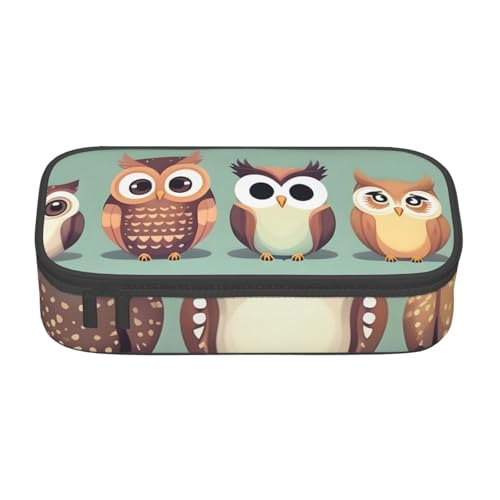 KPXXAQT Federmäppchen mit Cartoon-Eulen-Motiv, großes Fassungsvermögen, für Schule, Uni, Reisen, Studenten, Teenager, Erwachsene von KPXXAQT