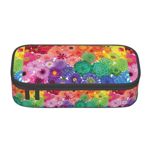 KPXXAQT Federmäppchen mit Regenbogen-Blumendruck, großes Fassungsvermögen, für Schule, Uni, Reisen, Studenten, Teenager, Erwachsene von KPXXAQT