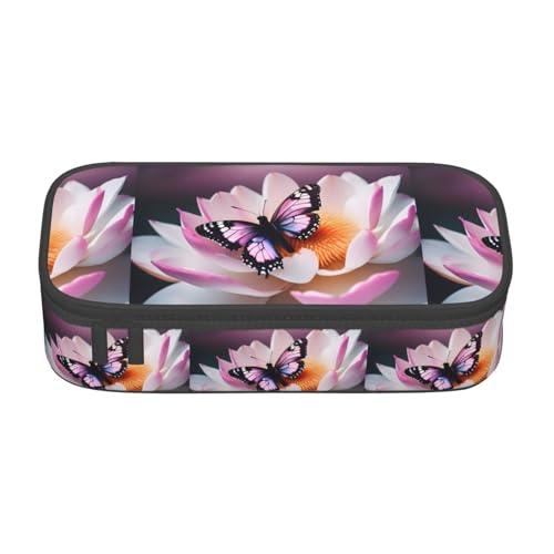 KPXXAQT Federmäppchen mit Schmetterlingsmotiv, großes Fassungsvermögen, für Schule, Uni, Reisen, Studenten, Teenager, Erwachsene, Rosa von KPXXAQT