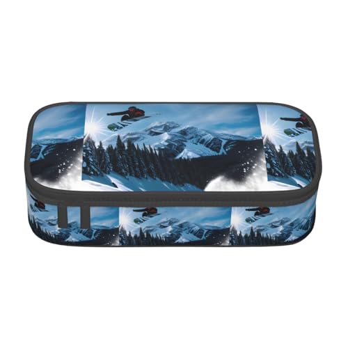KPXXAQT Federmäppchen mit Snowboard-Aufdruck, großes Fassungsvermögen, für Schule, Uni, Reisen, Studenten, Teenager, Erwachsene von KPXXAQT