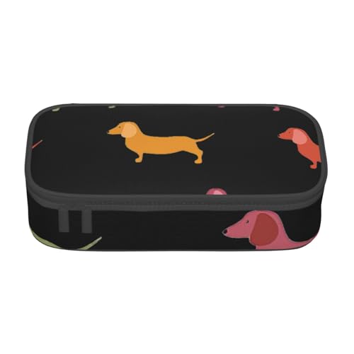 KPXXAQT Federmäppchen mit niedlichem Dackel-Aufdruck, großes Fassungsvermögen, für Schule, Uni, Reisen, Studenten, Teenager, Erwachsene von KPXXAQT