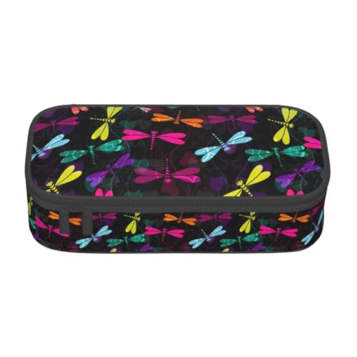 KPXXAQT Federmäppchen mit niedlichem Libellen-Druck, großes Fassungsvermögen, für Schule, Uni, Reisen, Studenten, Teenager, Erwachsene von KPXXAQT