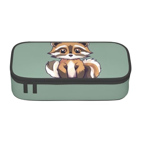 KPXXAQT Federmäppchen mit niedlichem Waschbär-Druck, großes Fassungsvermögen, für Schule, Uni, Reisen, Studenten, Teenager, Erwachsene von KPXXAQT