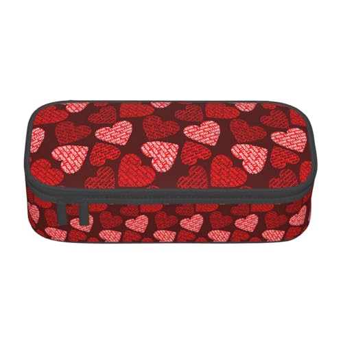 KPXXAQT Federmäppchen mit rotem Herz-Aufdruck, großes Fassungsvermögen, für Schule, Uni, Reisen, Studenten, Teenager, Erwachsene von KPXXAQT