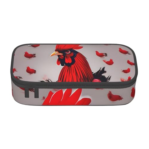 KPXXAQT Federmäppchen mit rotem Huhn-Aufdruck, großes Fassungsvermögen, für Schule, Uni, Reisen, Studenten, Teenager, Erwachsene KPXXAQT Federmäppchen mit rotem Huhn-Aufdruck, großes Fassungsvermögen, für Schule, Uni, Reisen, Studenten, Teenager, Erwachsene von KPXXAQT