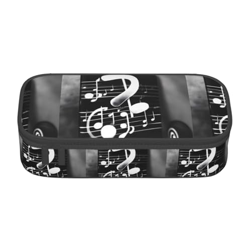 KPXXAQT Schwarz Weiß Musik Note Druck Große Kapazität Federmäppchen Schule College Reisen Studenten Teenager Erwachsene verwenden von KPXXAQT