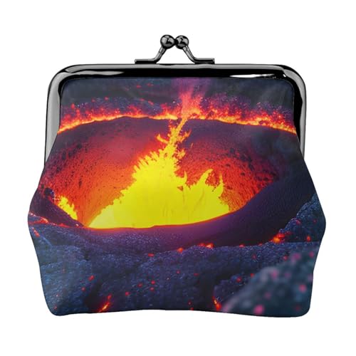 Kilauea Vulkan-Druck, stilvolle einzigartige Münzbörse, niedliche Mini-Geldbörse mit Kussschloss, wasserdicht für Münzen von KPXXAQT